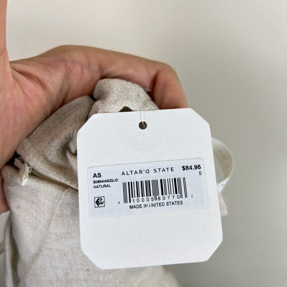 NWT Altar'd State Natural Beige Sadie Linen Slit Midi Dress - Picture 5 of 7